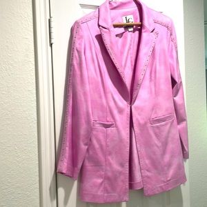 Pink studded jacket. Spandex/polyester. Dry clean only. Clean/smoke free home